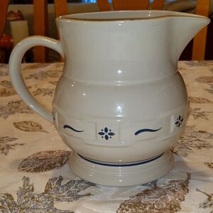 Pitcher Longaberger Woven Traditions BLUE 64 Oz 2 QT  7.25” USA Pottery Large